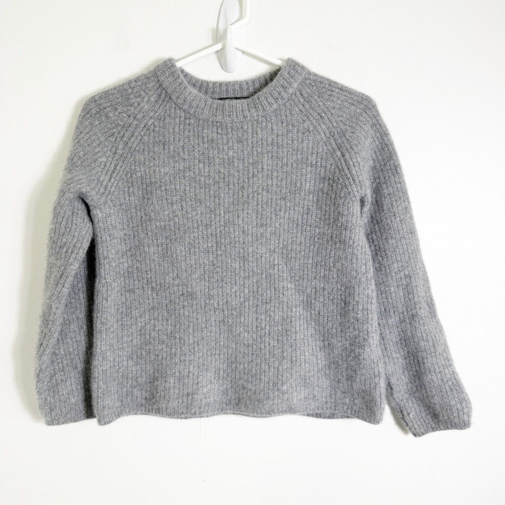 Quince Sweater Women Small Gray 100% Cashmere Ribbed Knit Crewneck Raglan Boxy